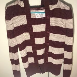 Red and white striped cardigan